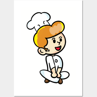 chef cartoon character  drawing design Posters and Art